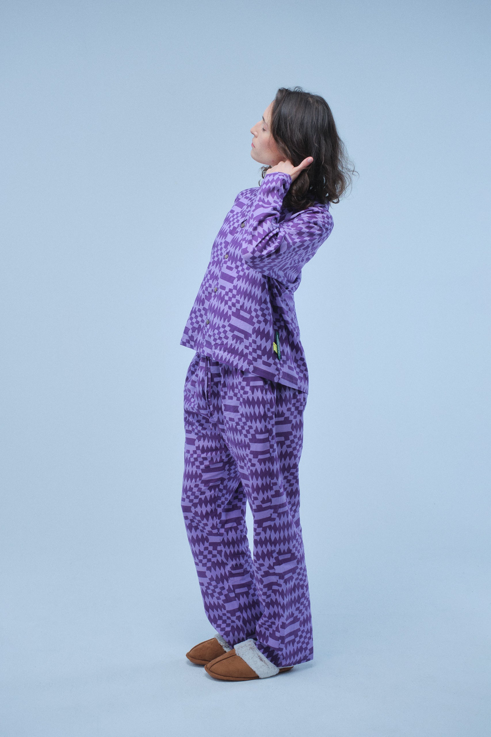 Zigzag Purple Long Sleeve Shirt – Recycled Cotton