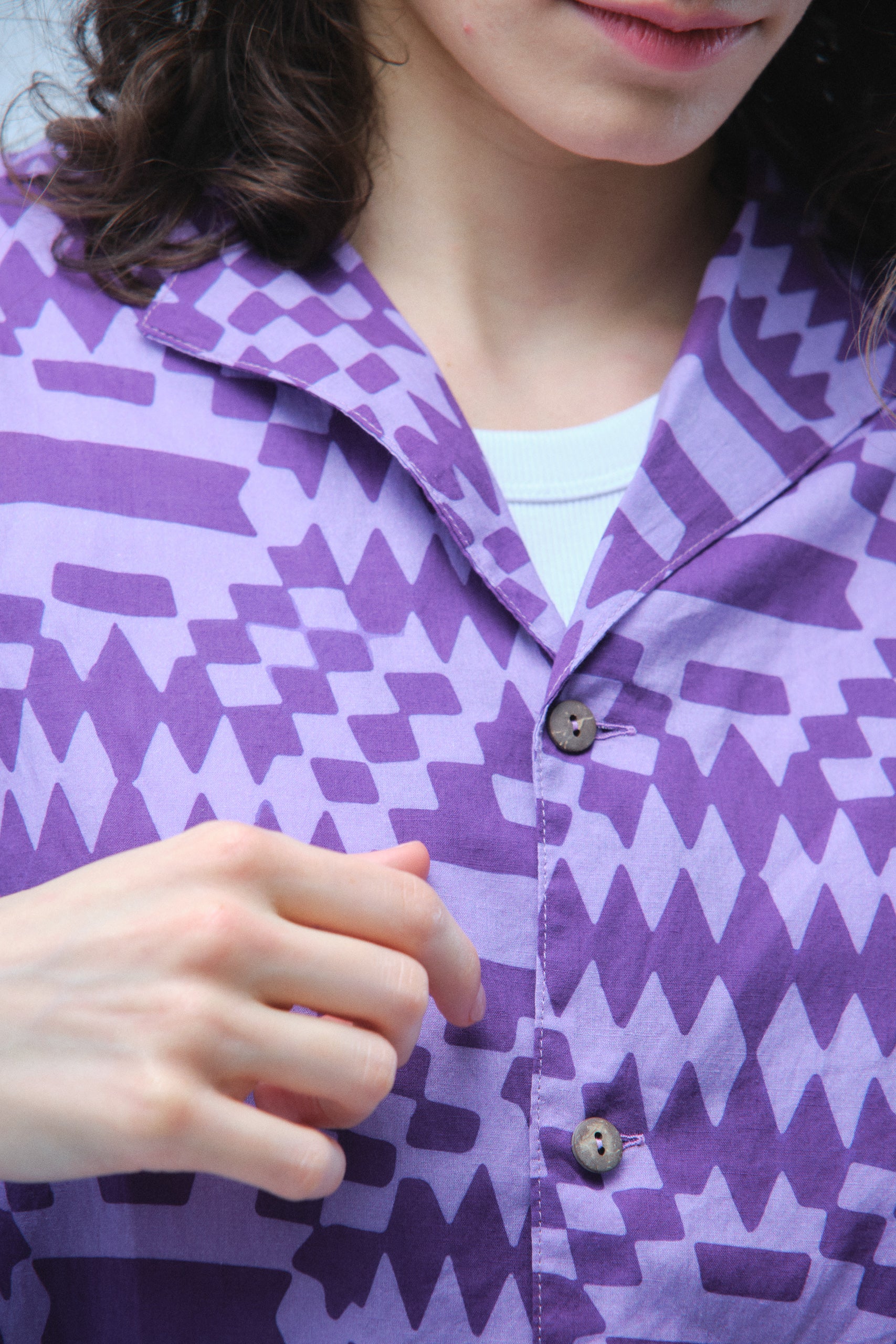 Zigzag Purple Long Sleeve Shirt – Recycled Cotton