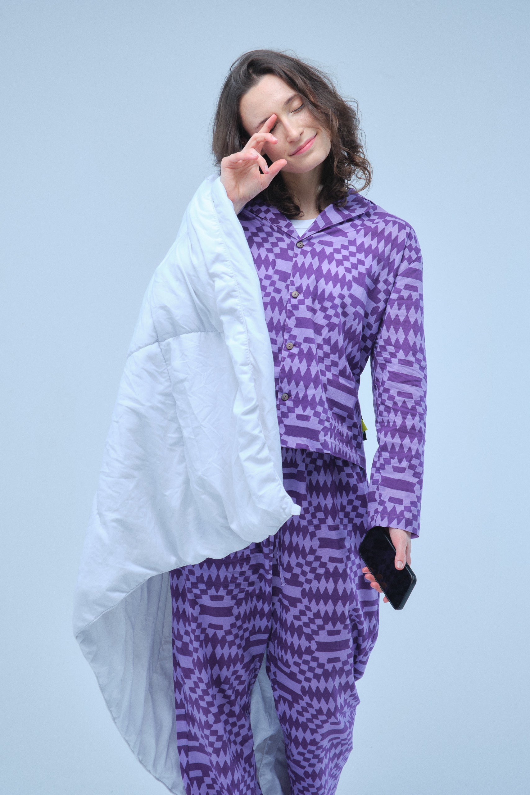 Zigzag Purple Long Sleeve Shirt – Recycled Cotton