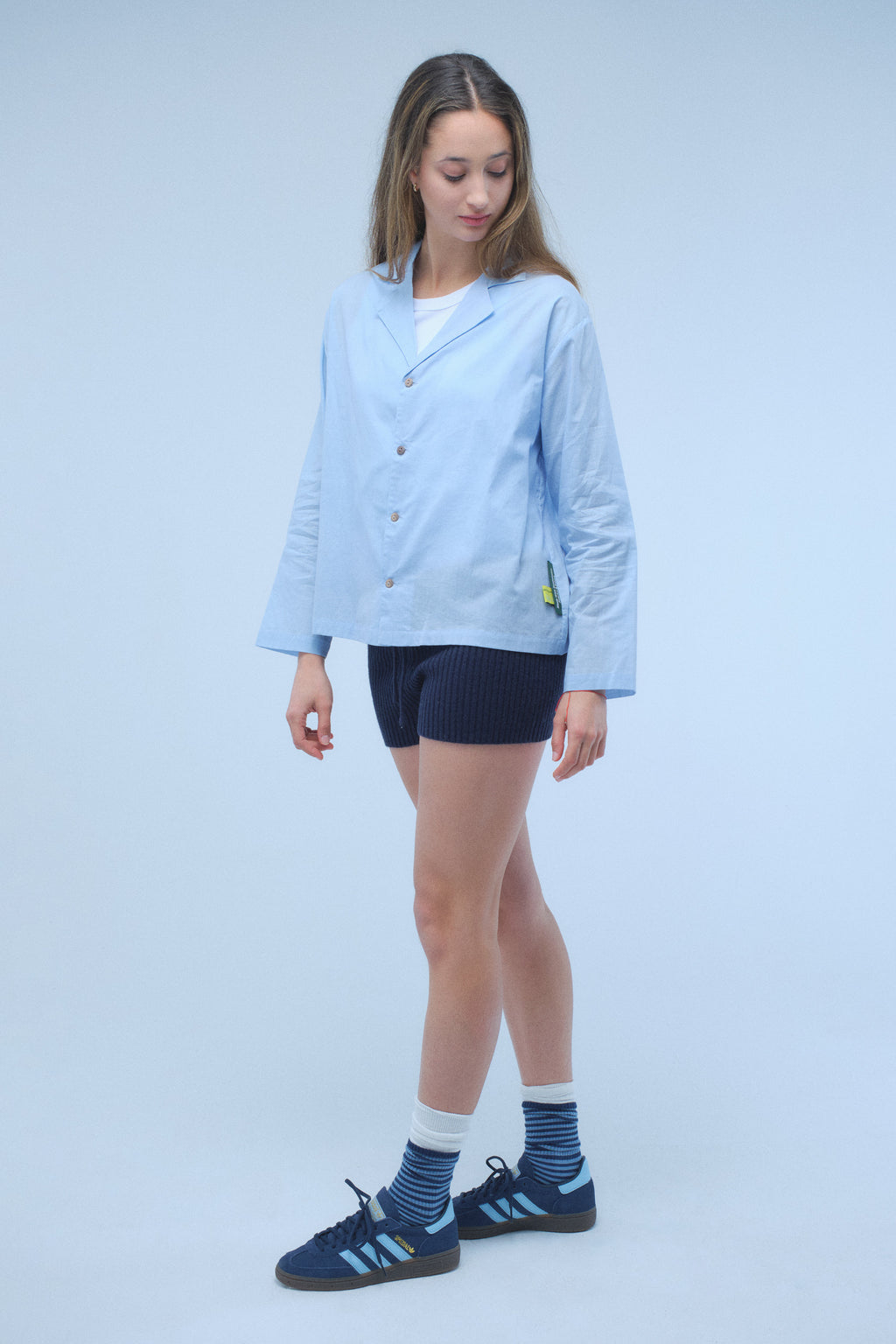 Blue Calma Long Sleeve Shirt – Recyceld Cotton
