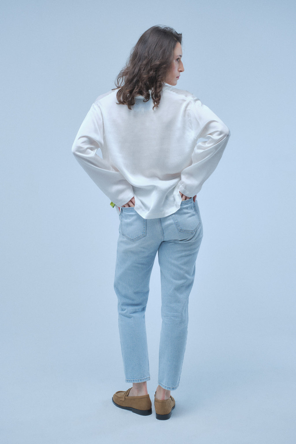 Natural Long Sleeve Blouse – Eucalyptus Silk