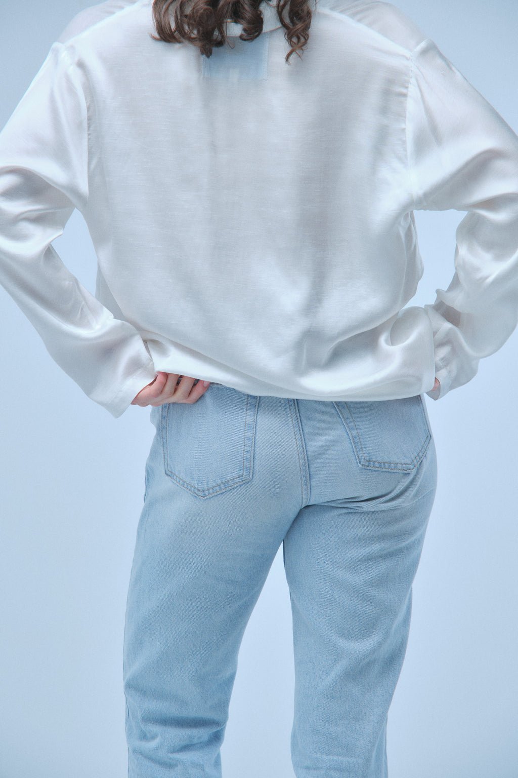 Natural Long Sleeve Blouse – Eucalyptus Silk