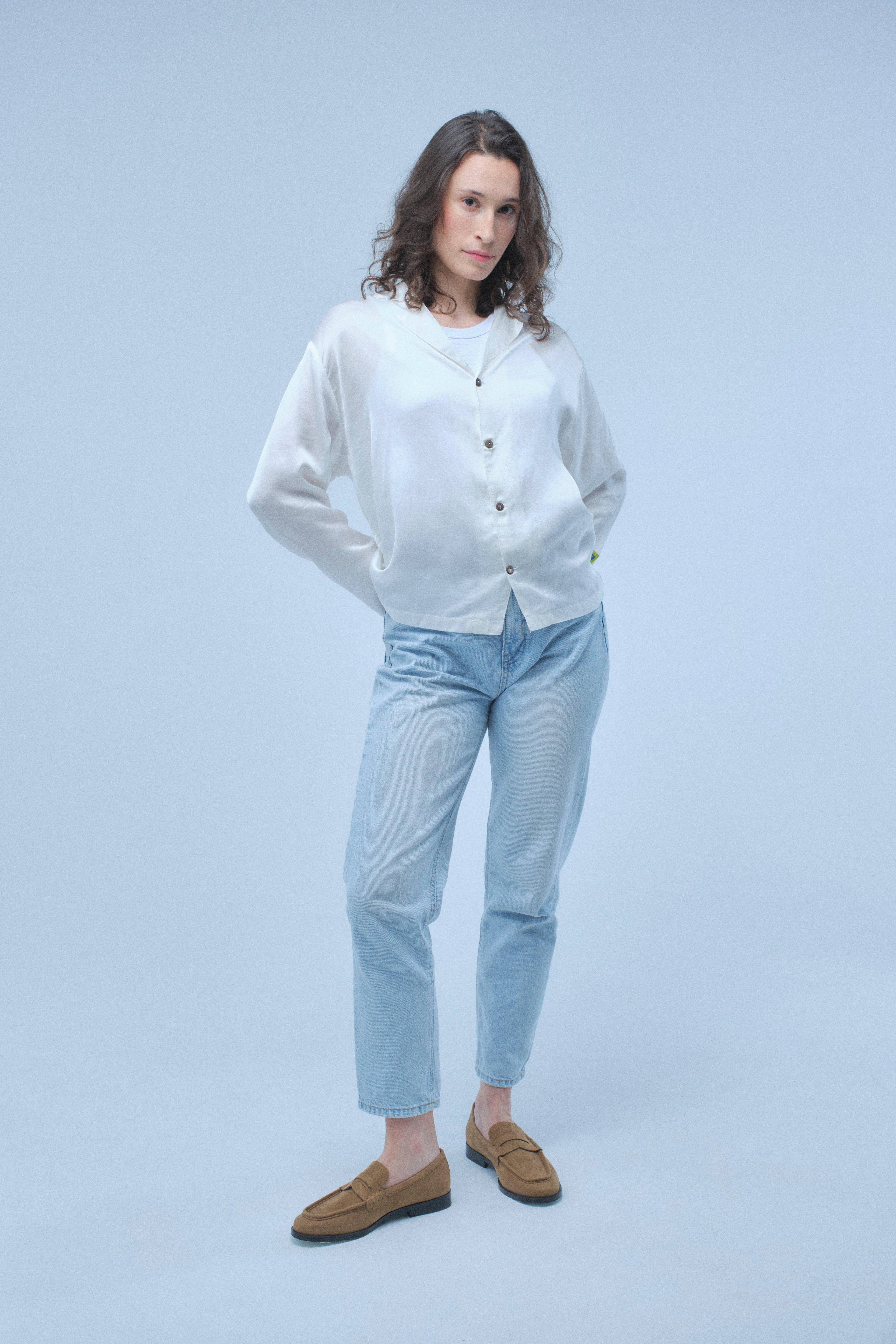 Natural Long Sleeve Blouse – Eucalyptus Silk