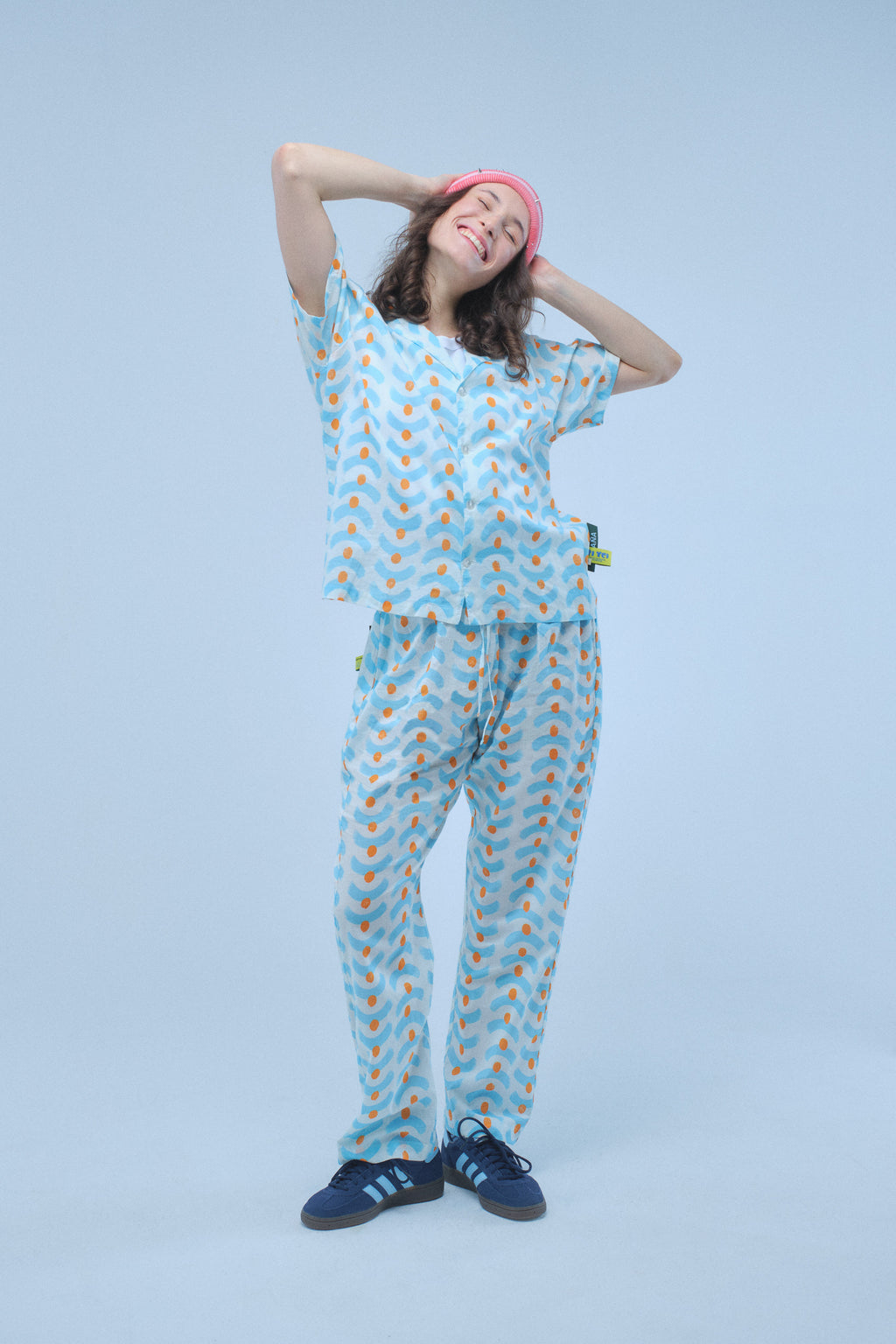 Blue Orange Waves Short Sleeve Shirt - Recycled Cotton