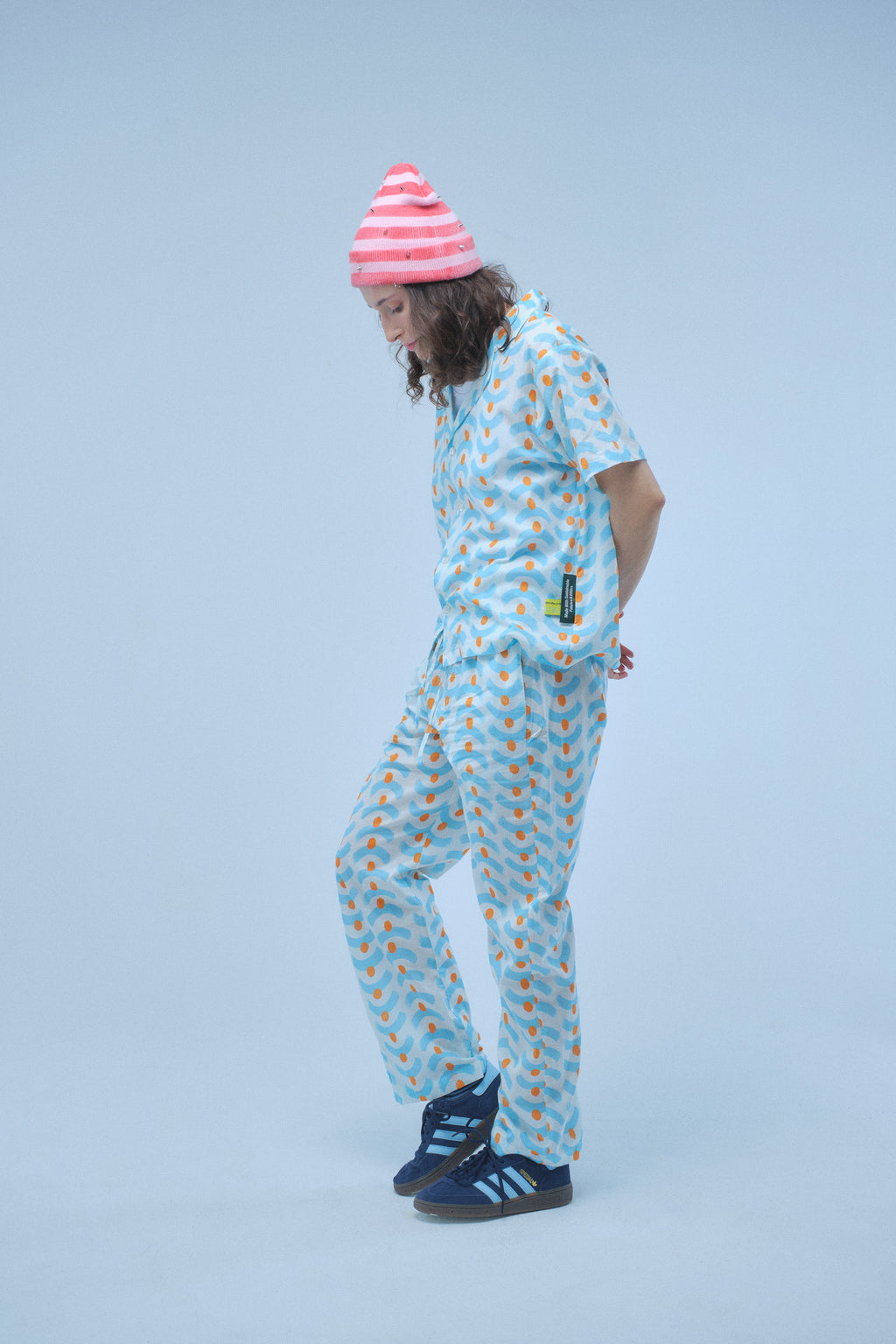 Blue Orange Waves Short Sleeve Shirt - Recycled Cotton