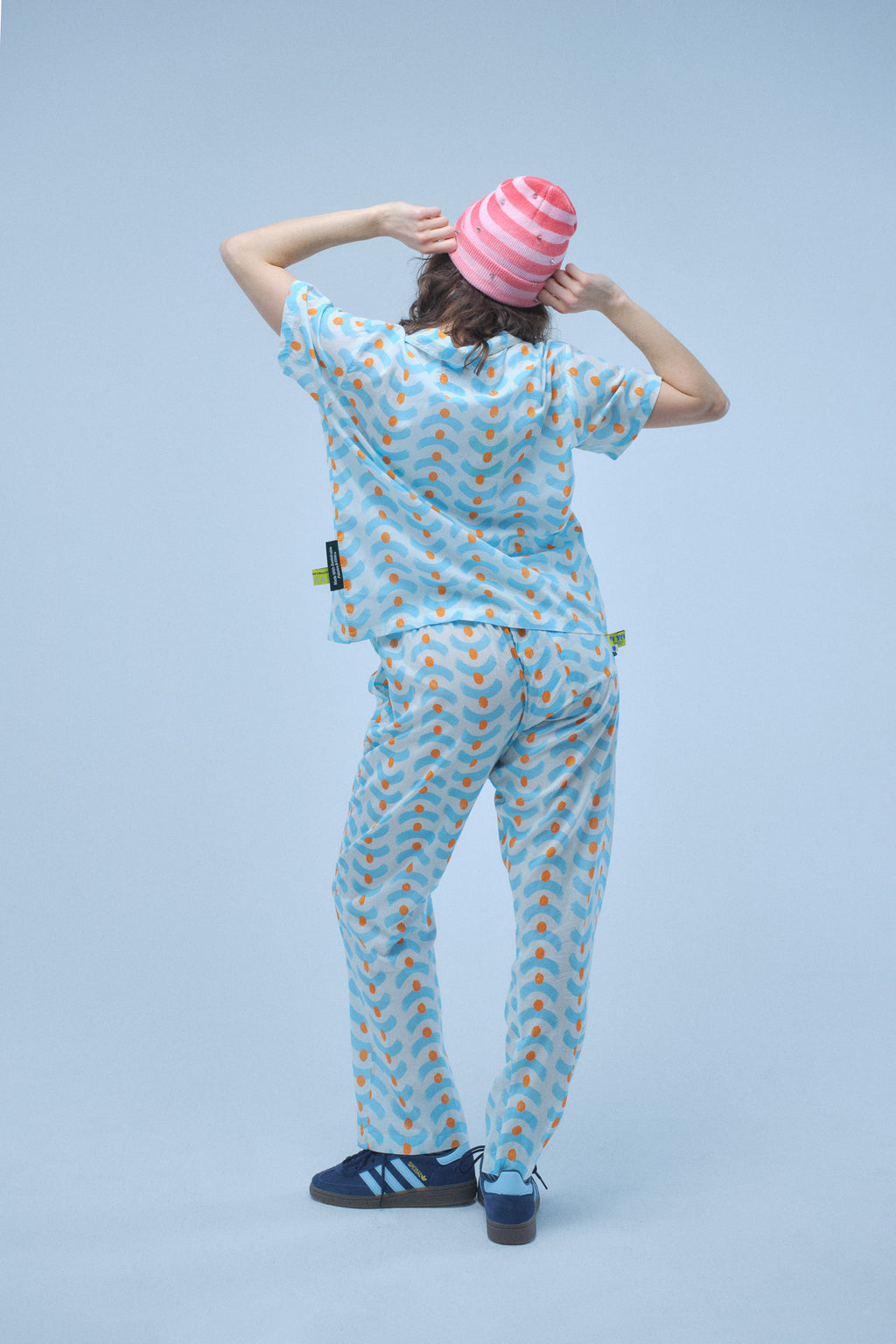 Blue Orange Waves Short Sleeve Shirt - Recycled Cotton