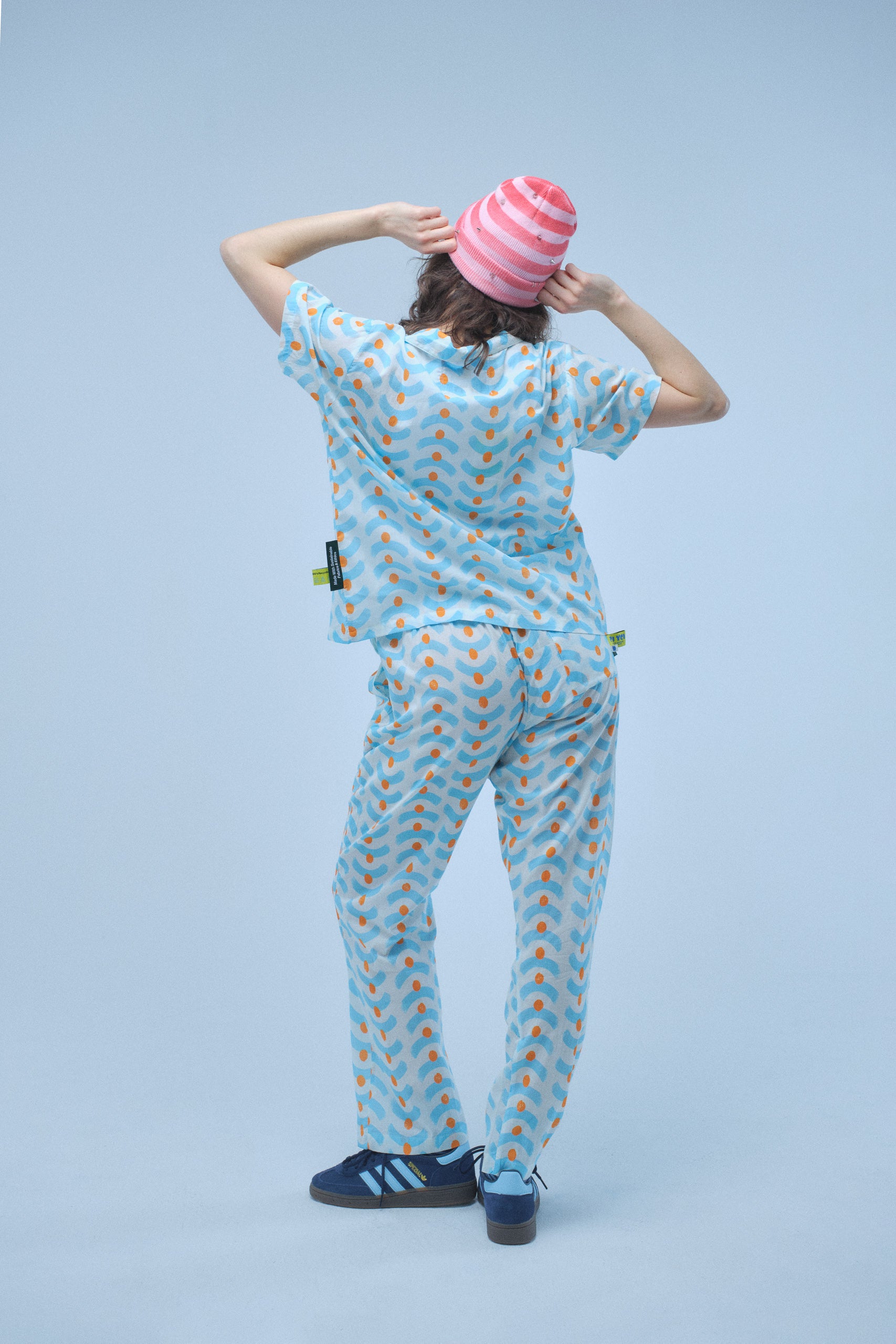 Blue Orange Waves Short Sleeve Shirt - Recycled Cotton